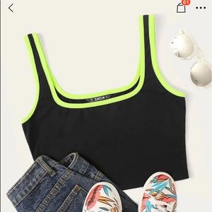 Neon trim crop tank top.